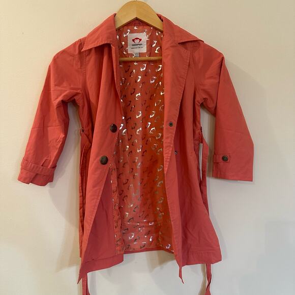 Appaman Pink Trench Coat sz 7 Girls Double Breasted Belted Coat - Picture 5 of 7